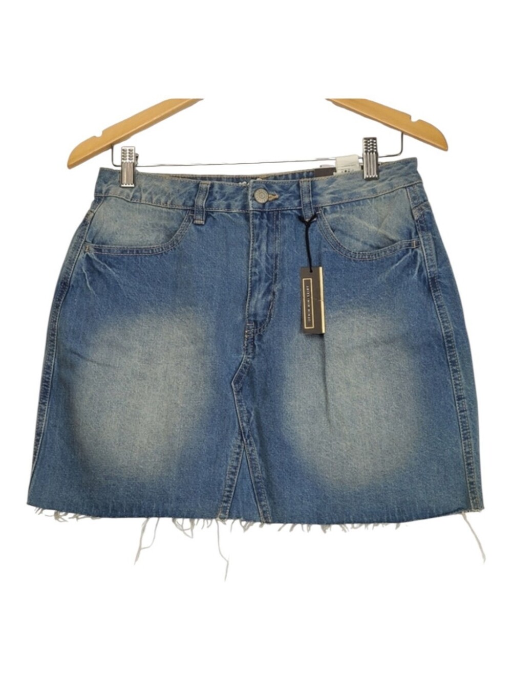 Refuge Blue Light Wash Raw Hem Jean Mini Skirt NWT Y2K 90s Denim Preppy Casual
